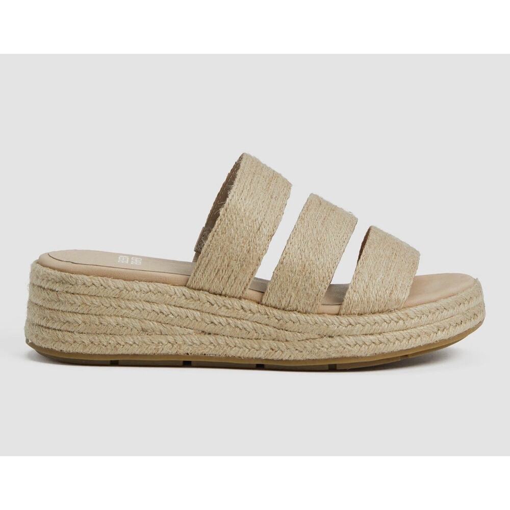 EILEEN FISHER MAYLA 9 Natural Espadrille PLATFORM WEDGE SANDALS SLIDES Jute NEW